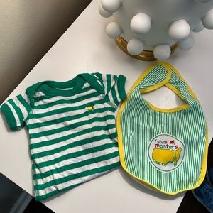 Baby 6 month old onesie and bib. Masters apparel. Bib never used Onesie use once